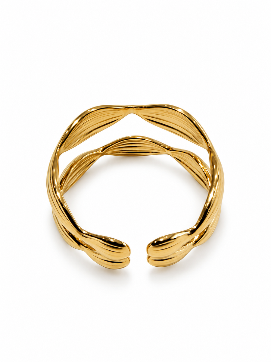 Verstellbarer Ring mit goldenen Blumen aus Edelstahl – Motiv 3 cm