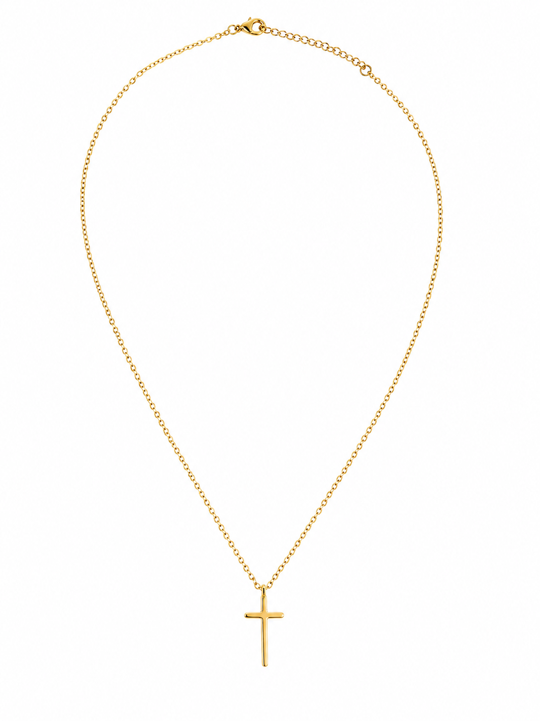 Collier pendentif croix minimaliste en acier inoxydable doré – élégant et intemporel