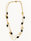 Collier Sautoir trois rangs à perles colorées – vert, bordeaux ou ambré