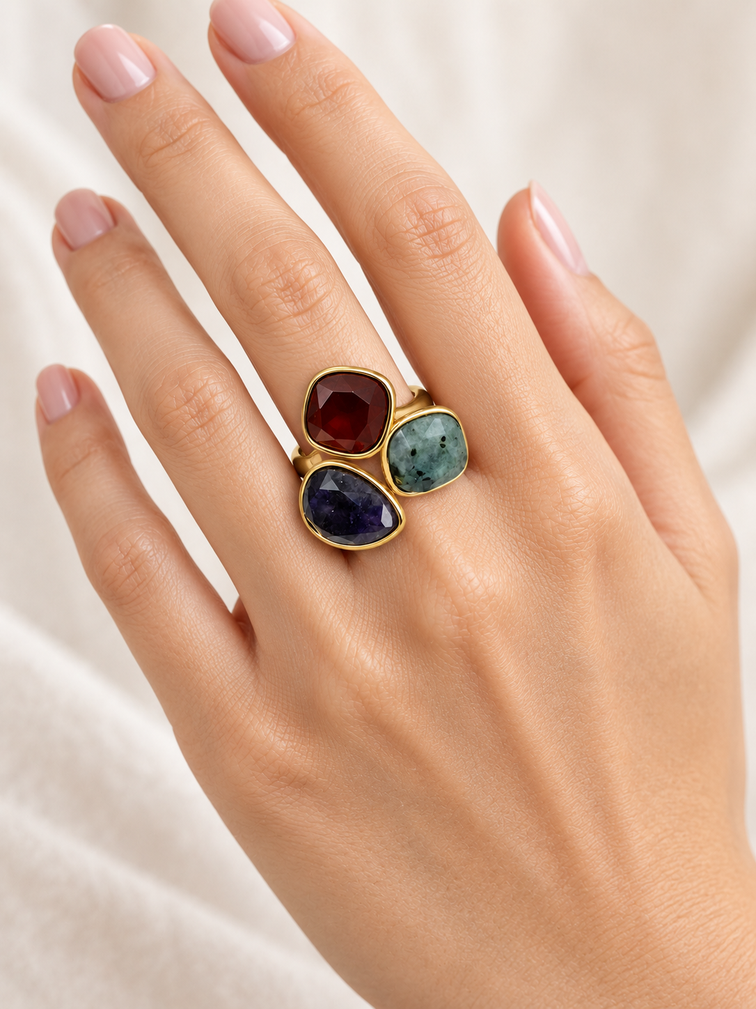 Verstellbarer Ring mit goldenen Blumen aus Edelstahl – Motiv 3 cm