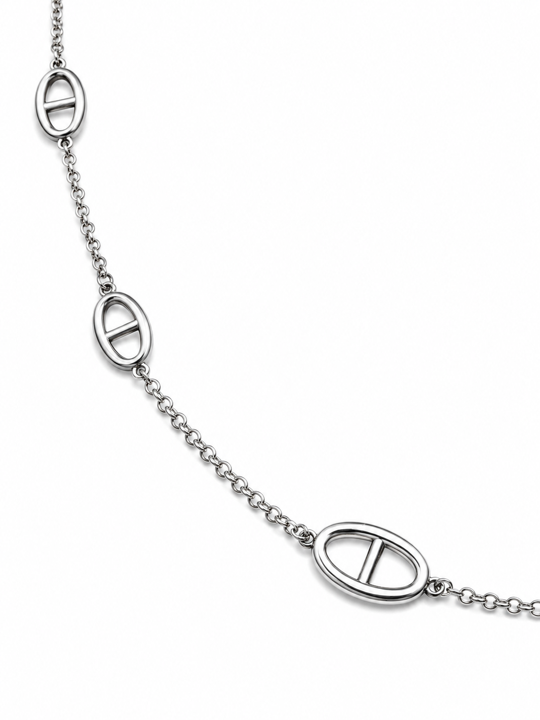 Collier sautoir motif chaîne d’ancre en acier inoxydable argenté – style minimaliste et élégant