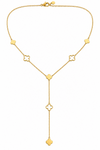 Collier Y trèfle doré en acier inoxydable – style chic et intemporel