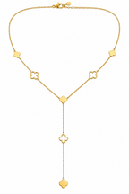 Collier Y trèfle doré en acier inoxydable – style chic et intemporel