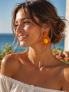 Boucles d’oreilles fleur orange et jaune diamètre 4cm – L’énergie solaire de l’été 🧡☀️