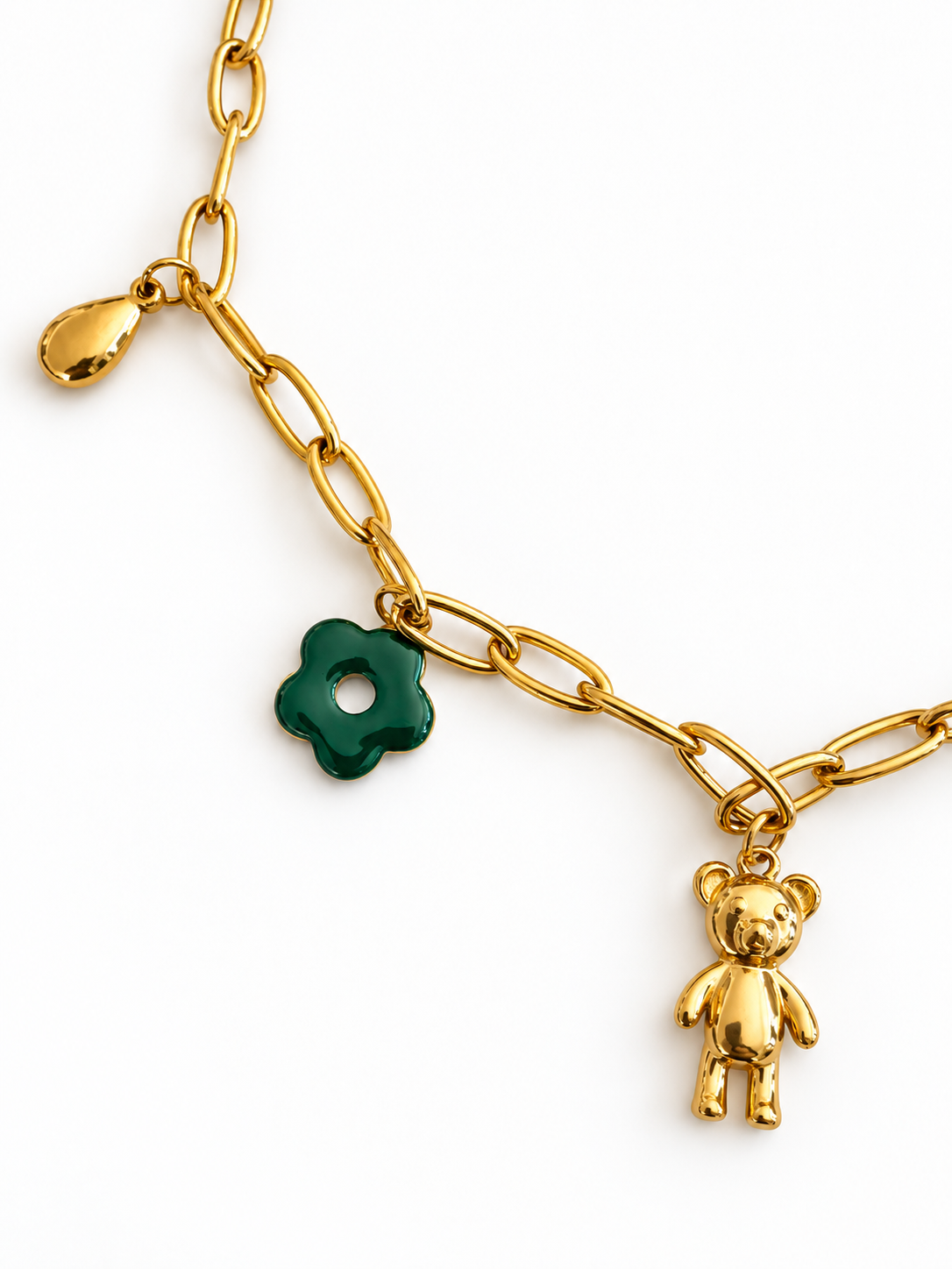 Verstellbare Halskette mit goldenem und rotem Herz – Barock & Sakralstil, braune Perlen.