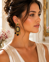 Boucles d’oreilles camée baroques acier inoxydable – Noir & Or