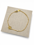 Bracelet fin fleur en acier inoxydable doré – bijou femme délicat et tendance