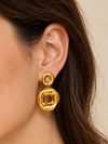 Boucles d’oreilles pendantes carrés ajourés dorés – Acier inoxydable