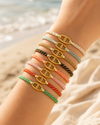 Bracelet chaîne d’ancre en acier inoxydable doré et corde verte