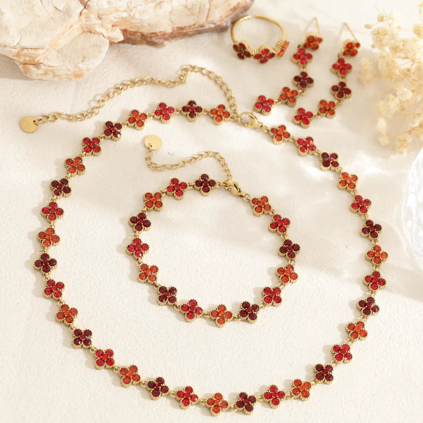 Collier Chance rouge en acier inoxydable doré