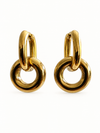 Boucles d’oreilles double anneau en acier inoxydable doré – 2,5 cm
