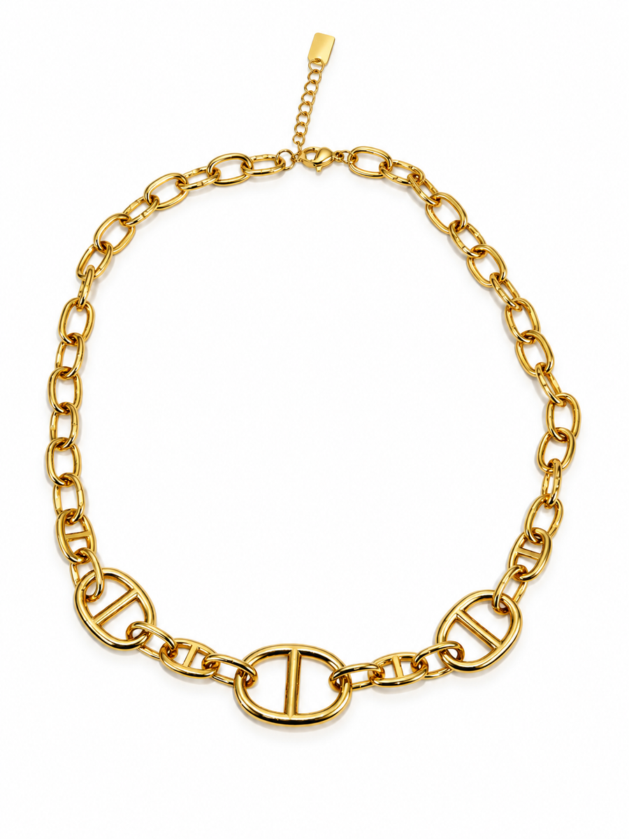 Collier chaîne d’ancre doré en acier inoxydable – 44 cm