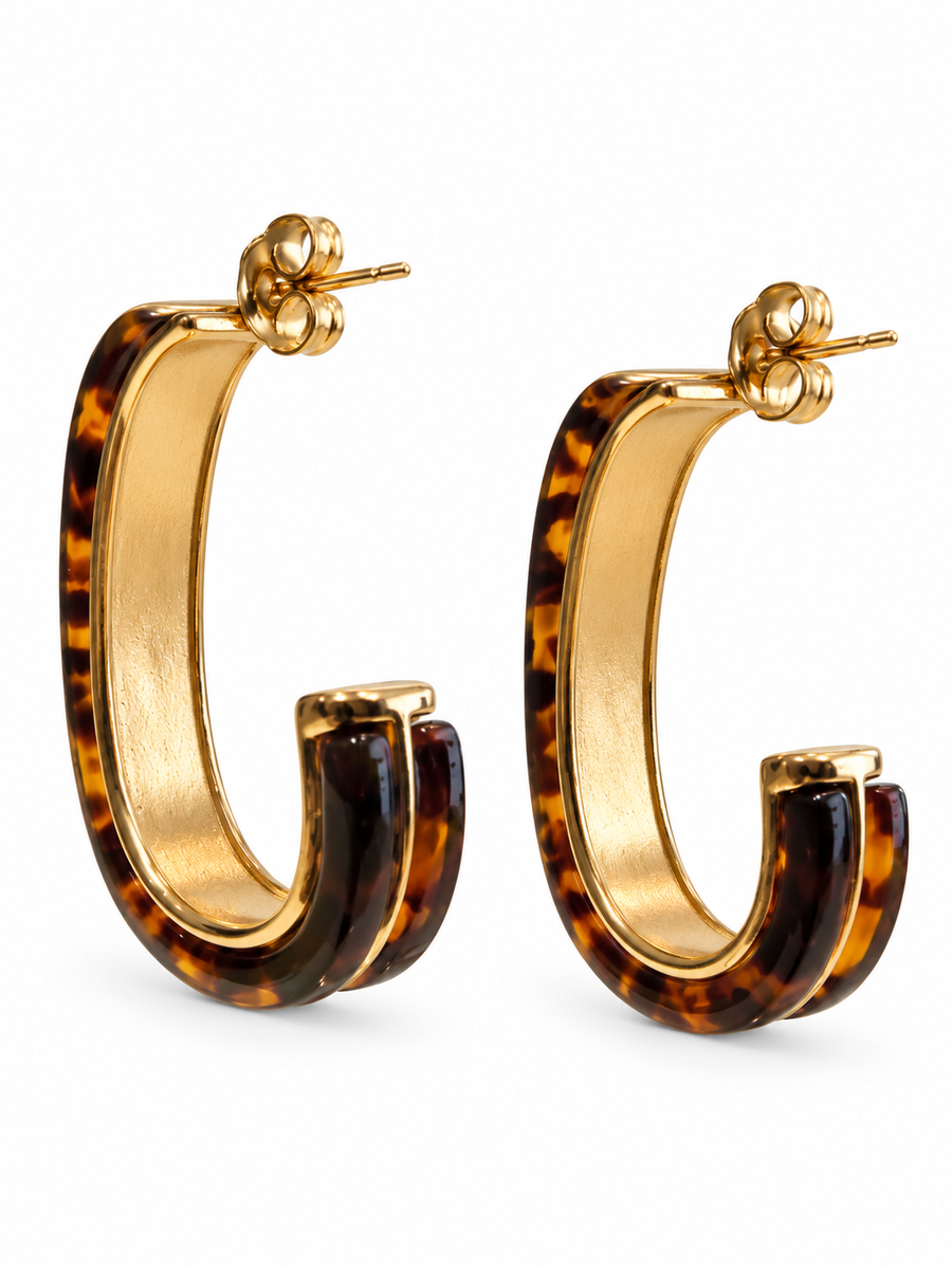 Boucles d’oreilles créoles ovales en acier inoxydable doré – 4 coloris, 3,5 cm