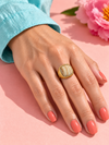 Bague avec pierre en acier inoxydable doré – 5 variantes, motif 2 cm