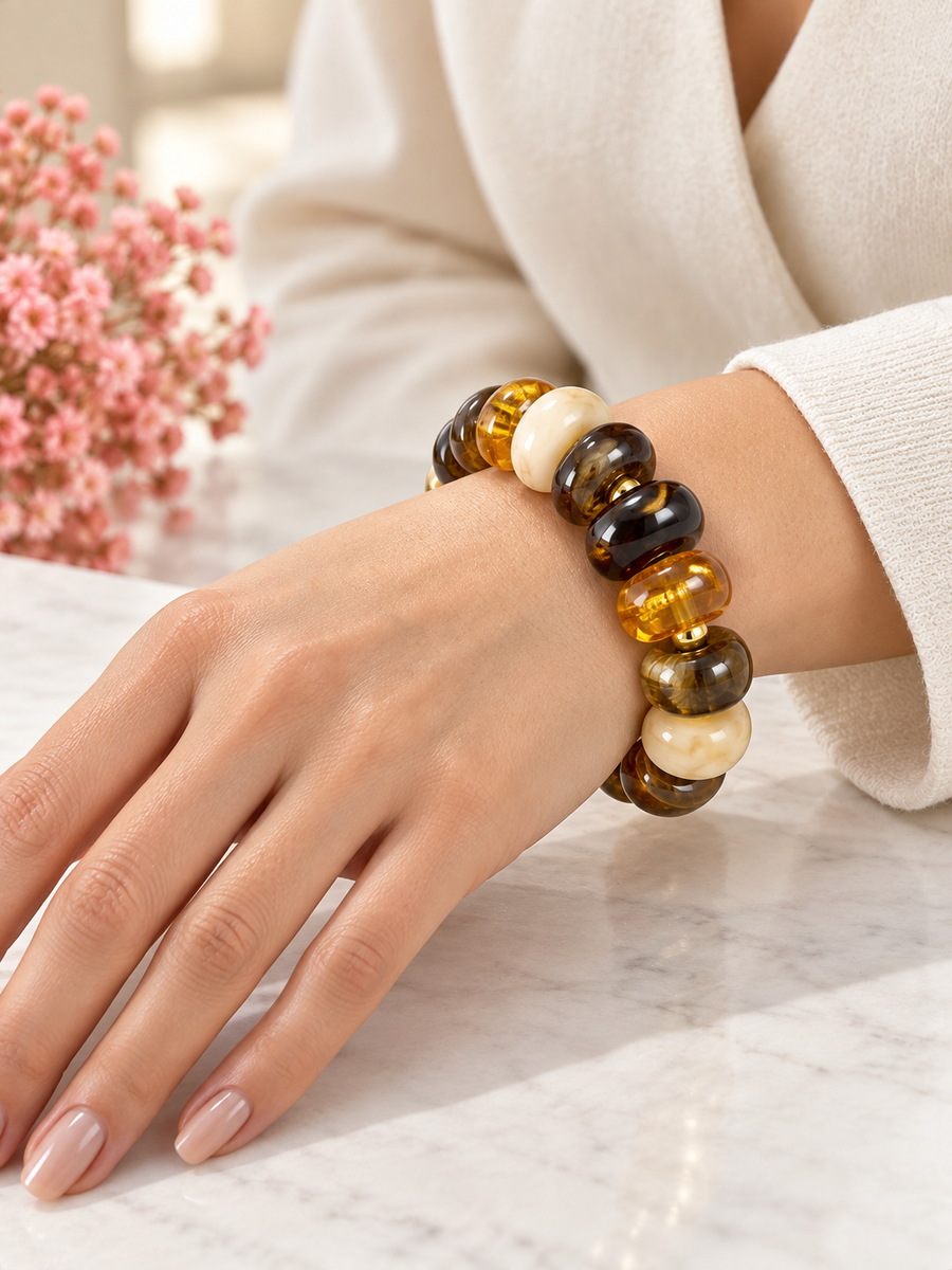 Bracelet à grosses perles colorées – 7 cm - 2 coloris