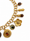 Verstellbare Halskette mit goldenem und rotem Herz – Barock & Sakralstil, braune Perlen.
