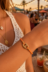 Bracelet chaîne d’ancre en acier inoxydable doré et corde orange
