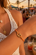 Bracelet chaîne d’ancre en acier inoxydable doré et corde orange