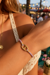 Bracelet chaîne d’ancre en acier inoxydable doré et corde rose