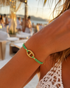 Bracelet chaîne d’ancre en acier inoxydable doré et corde verte